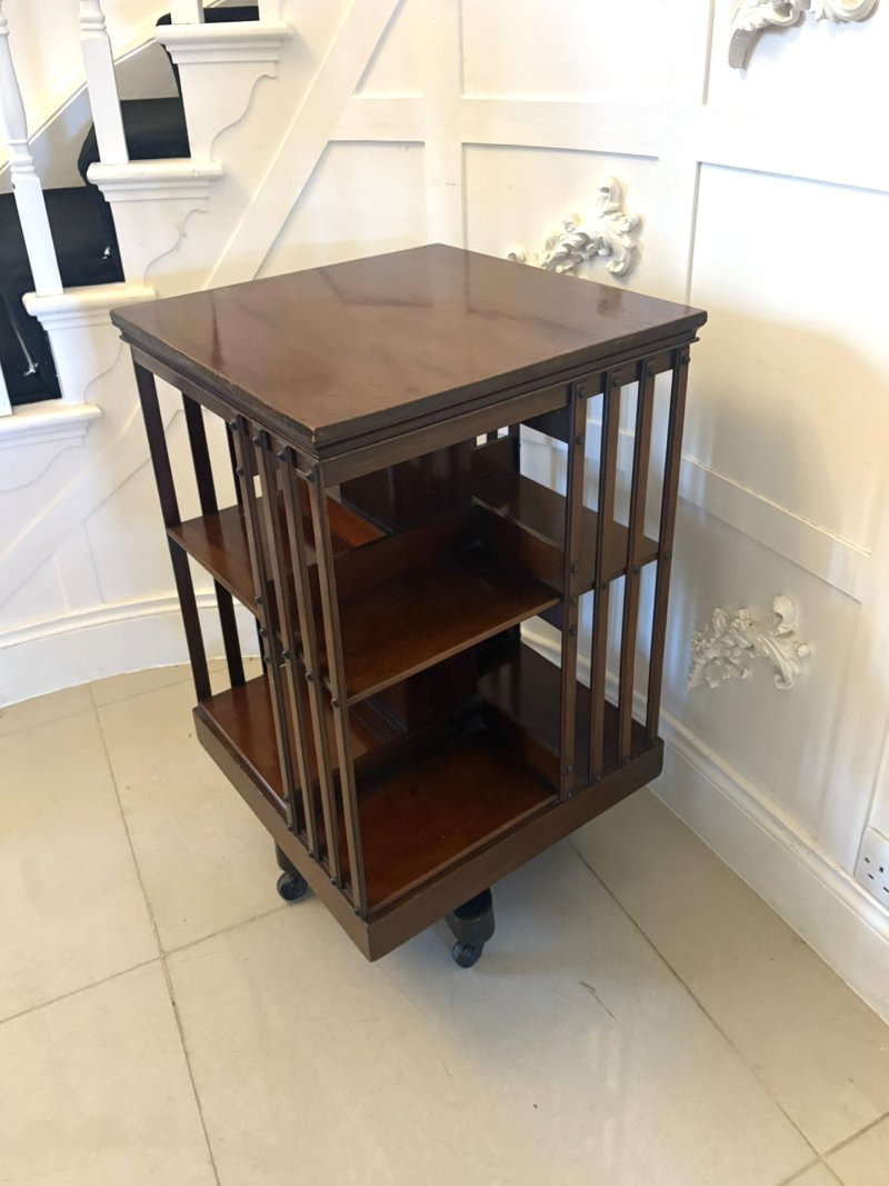 Antique Edwardian Quality Mahogany Revolving Bookcase - Image 2